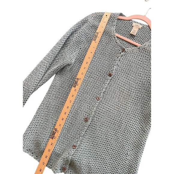 L.L. Bean Vintage Grandma Open Knit Cardigan Womans Size‎ Large Linen Cotton - Picture 5 of 7